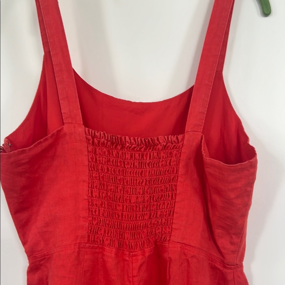 Cynthia Rowley 100% Linen Coral Midi Romper - Picture 8 of 9